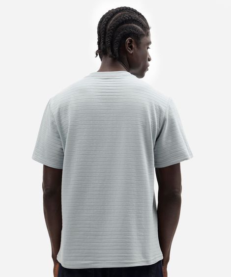 camiseta masculina henley listrada azul