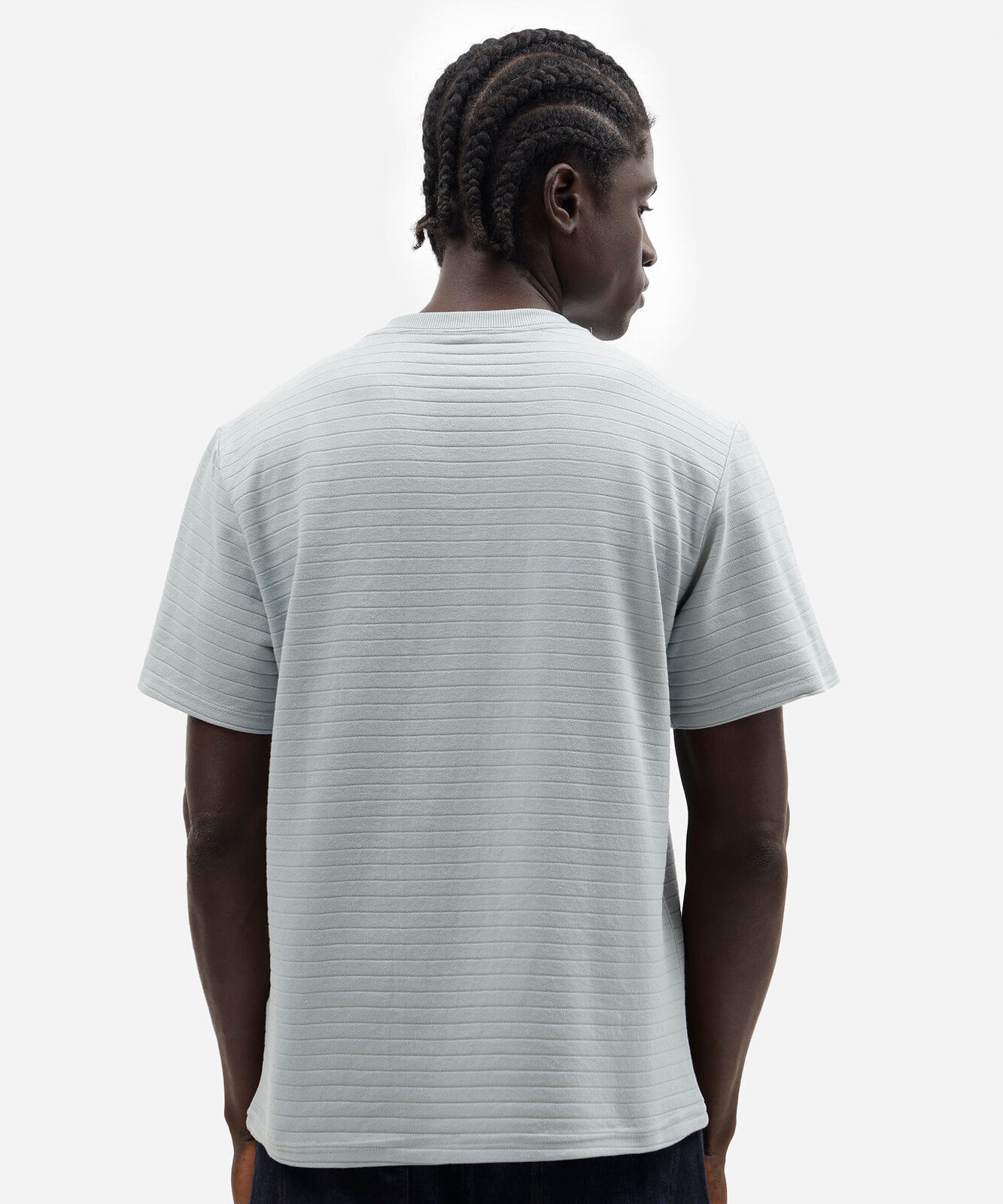 camiseta masculina henley listrada azul