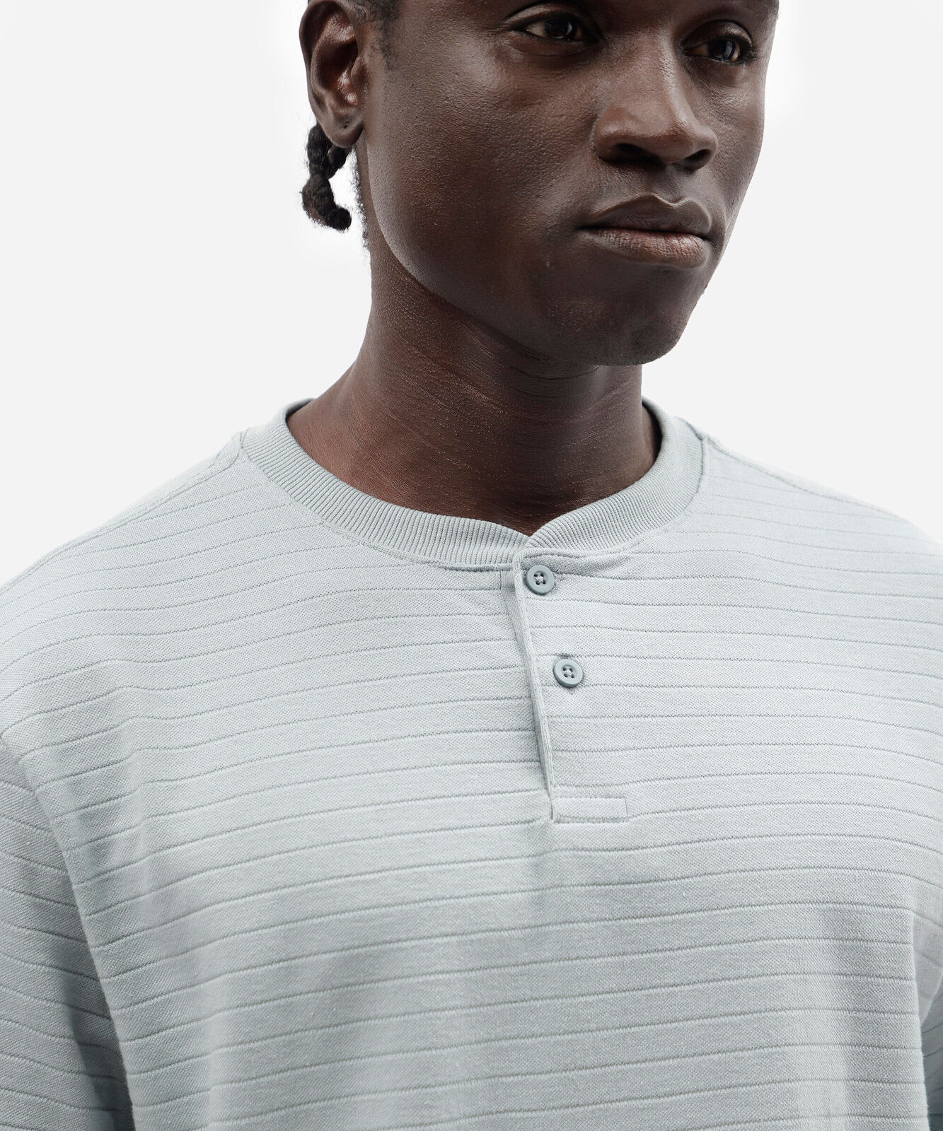 camiseta masculina henley listrada azul