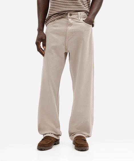 calça baggy masculina de sarja bege