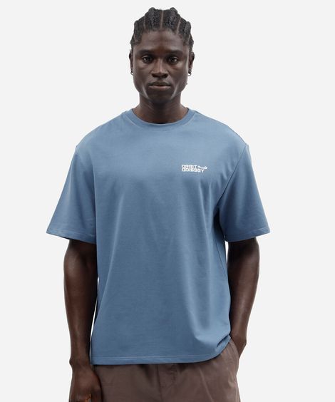 camiseta masculina com algodão manga curta estampada azul