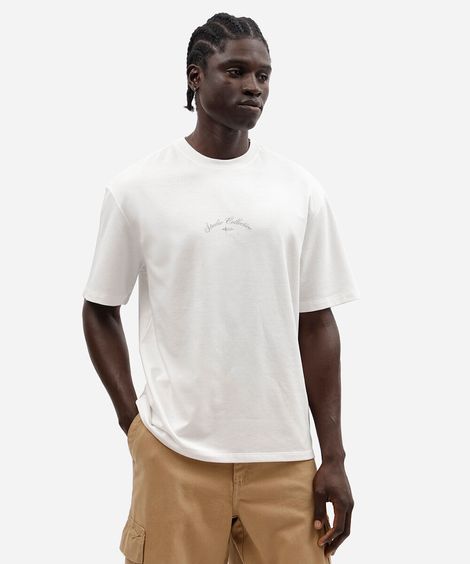 camiseta  masculina com algodão manga curta bordada off white