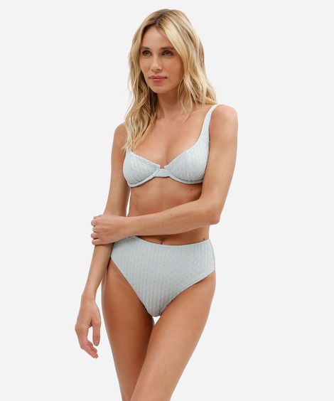 biquíni calcinha hot pant feminino texturizado azul