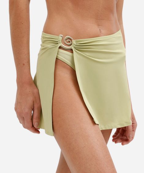 saia curta saída de praia feminina com fivela orgânica verde