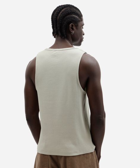 regata slim masculina de algodão canelada verde