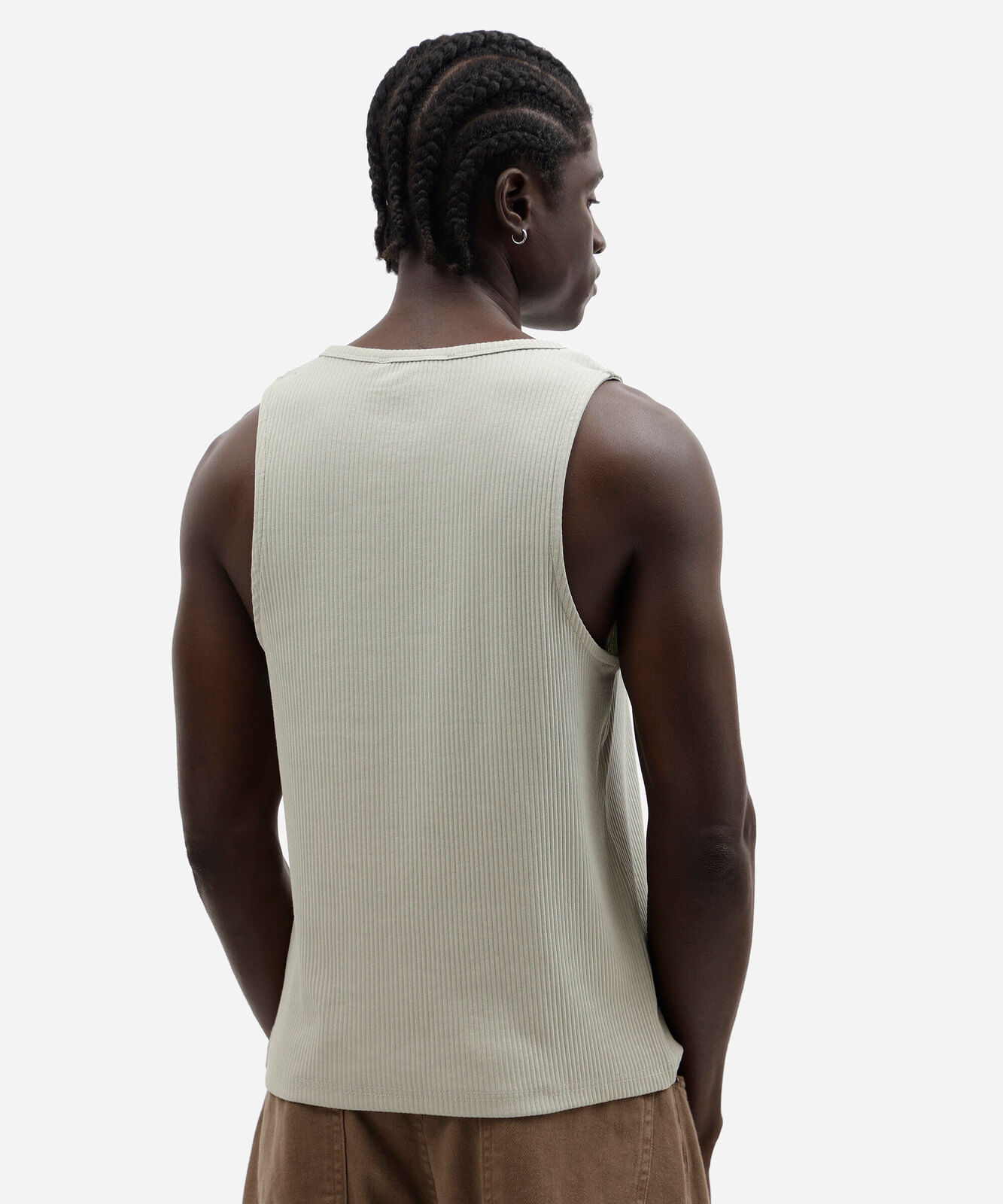 regata slim masculina de algodão canelada verde