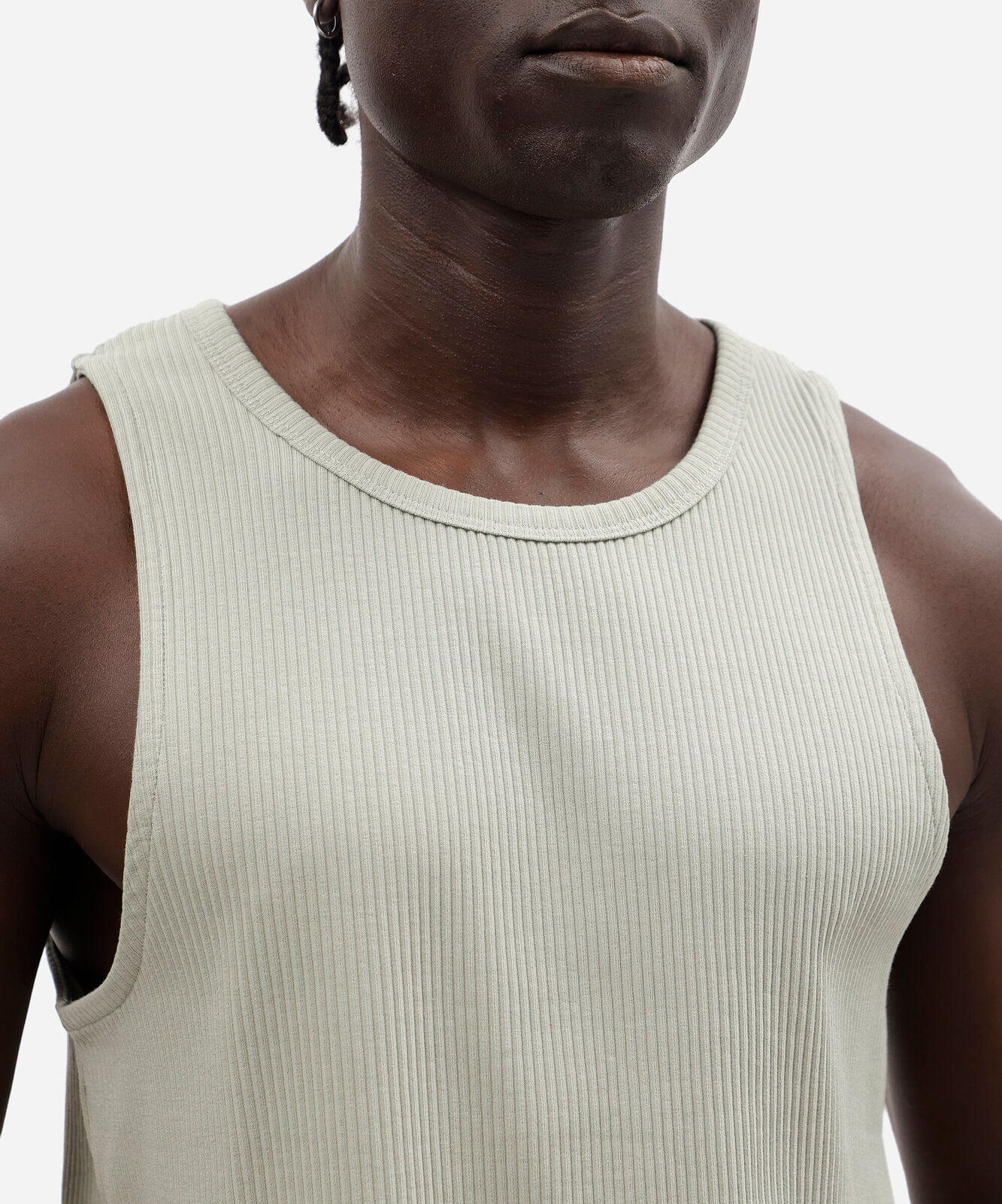 regata slim masculina de algodão canelada verde