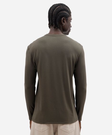 camiseta masculina manga longa slim verde