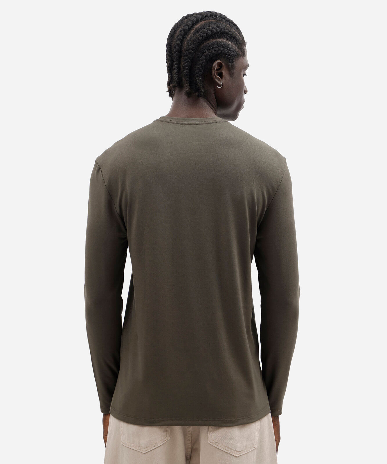 camiseta masculina manga longa slim verde