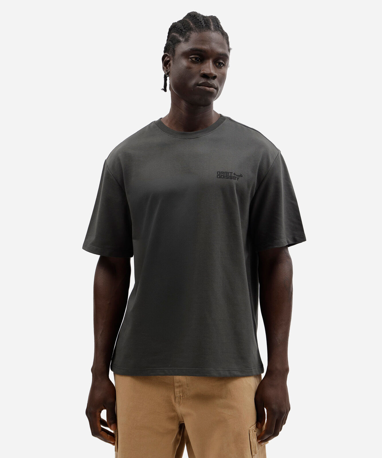 camiseta masculina com algodão manga curta estampada cinza