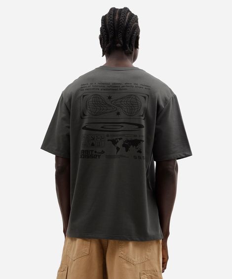 camiseta masculina com algodão manga curta estampada cinza