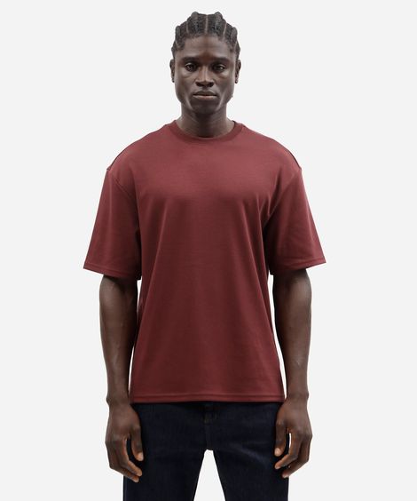 camiseta masculina de algodão peruano manga curta vinho