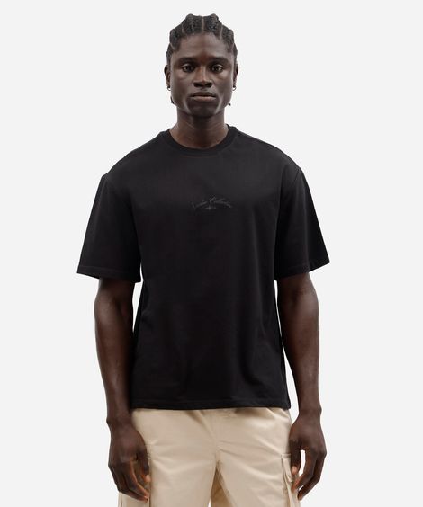 camiseta  masculina com algodão manga curta bordada preta