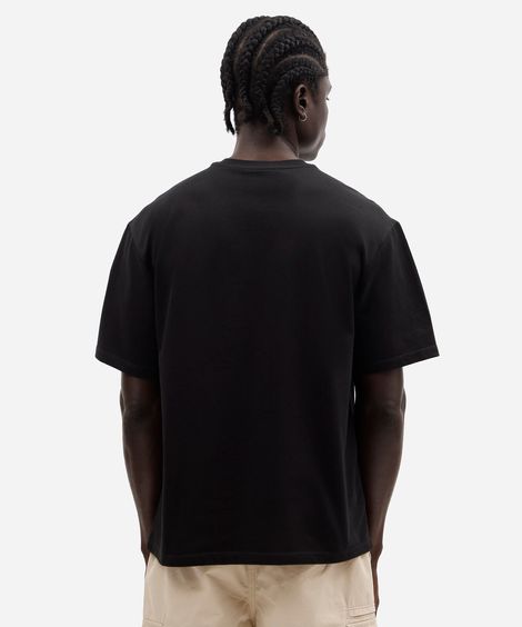 camiseta  masculina com algodão manga curta bordada preta