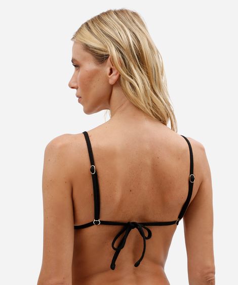 biquíni top cortininha feminino texturizado com pingente preto