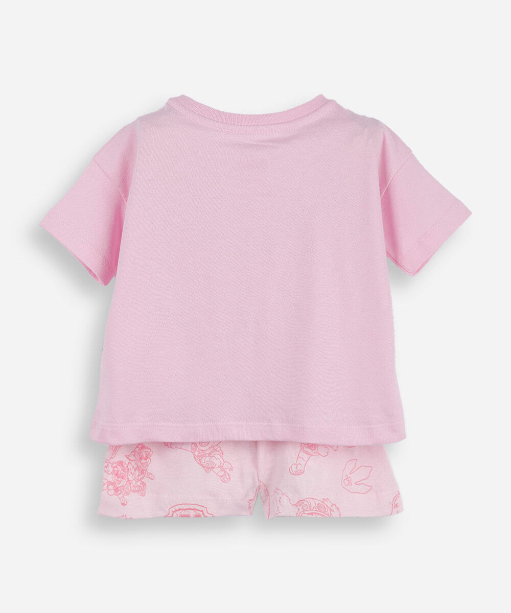 kit de 2 pijamas infantis de algodão patrulha canina rosa