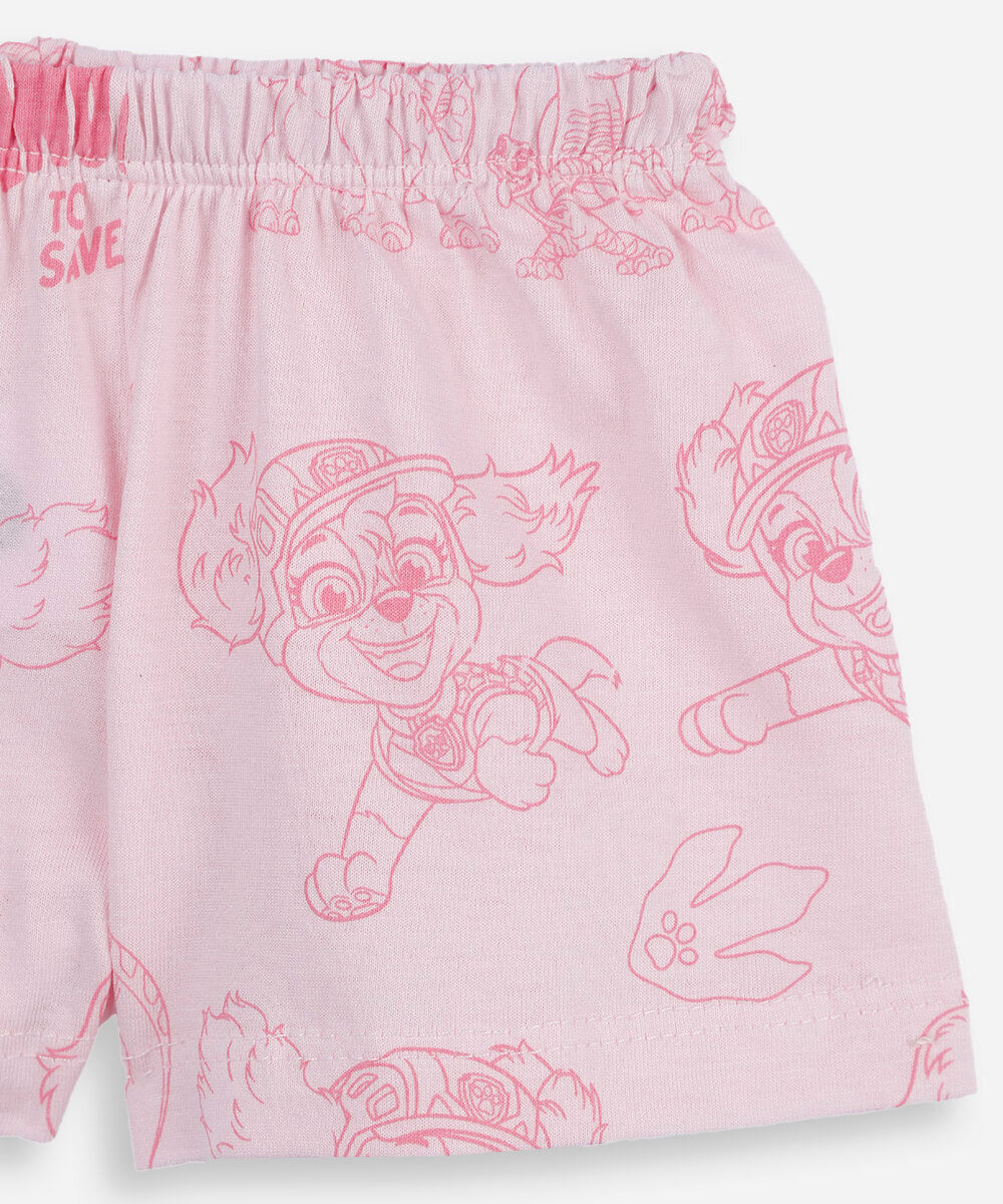 kit de 2 pijamas infantis de algodão patrulha canina rosa
