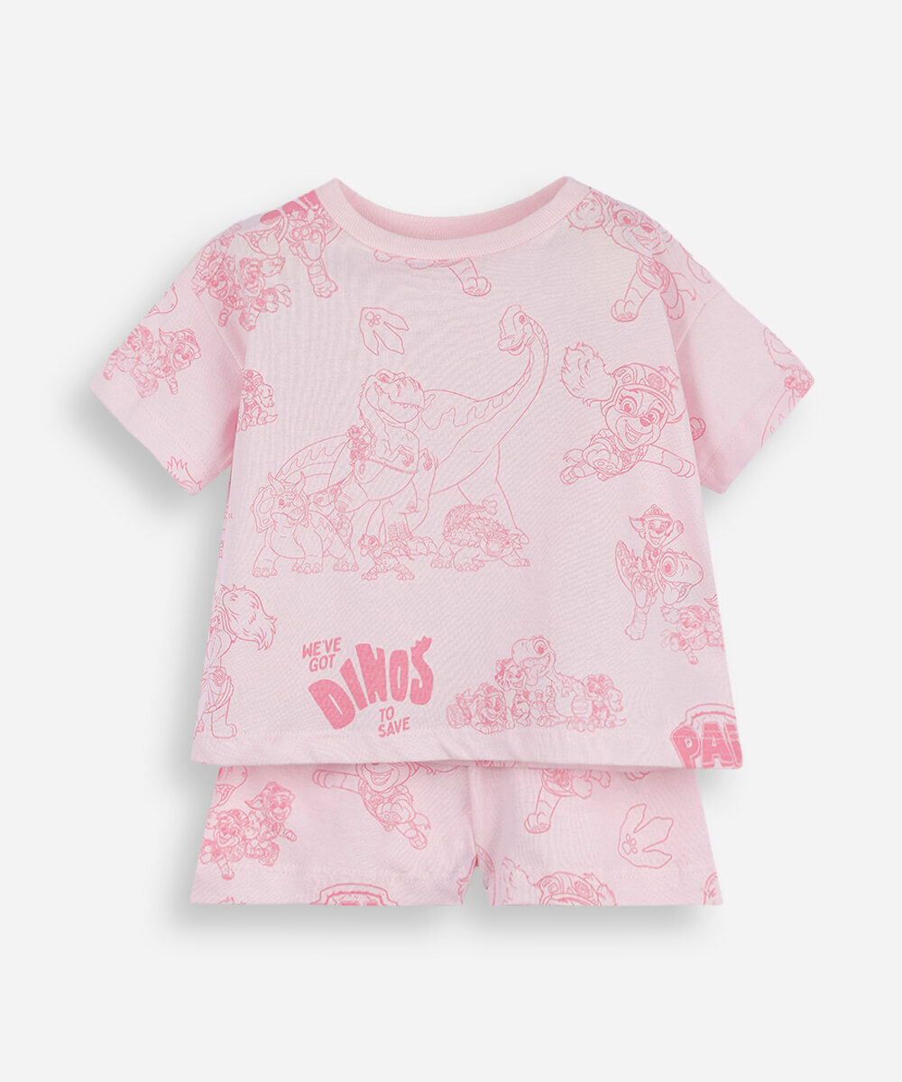 kit de 2 pijamas infantis de algodão patrulha canina rosa