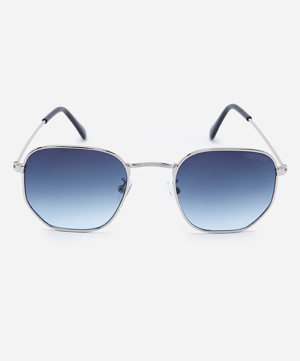 óculos de sol feminino quadrado de metal triton prateado
