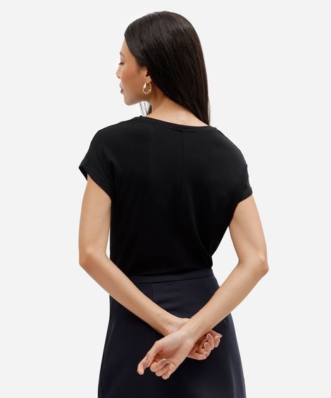 blusa feminina de viscose decote redondo preta
