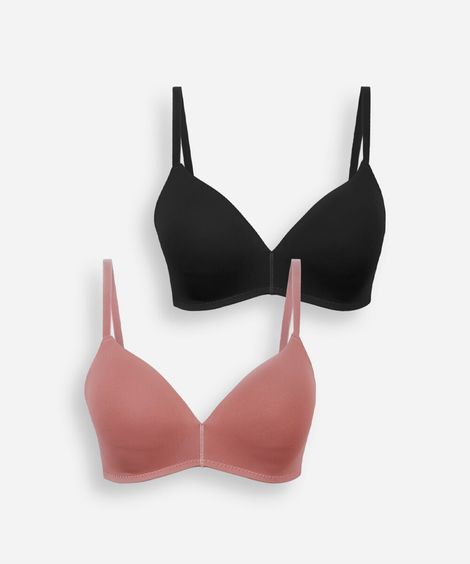 kit de 2 sutiãs triângulo femininos com bojo colorido