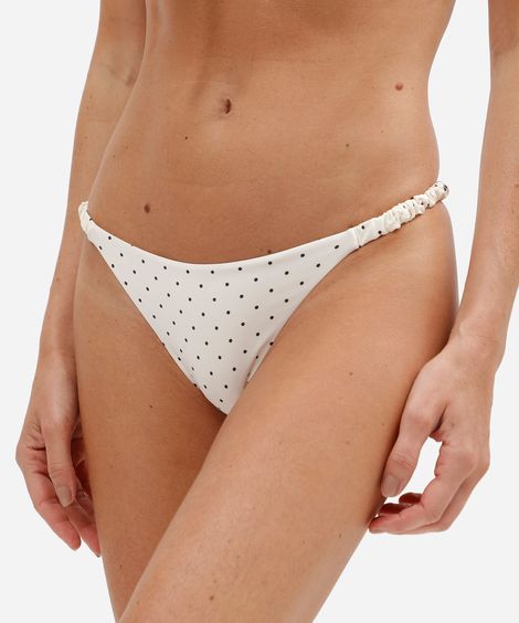 biquíni calcinha string tanga feminino poá off white
