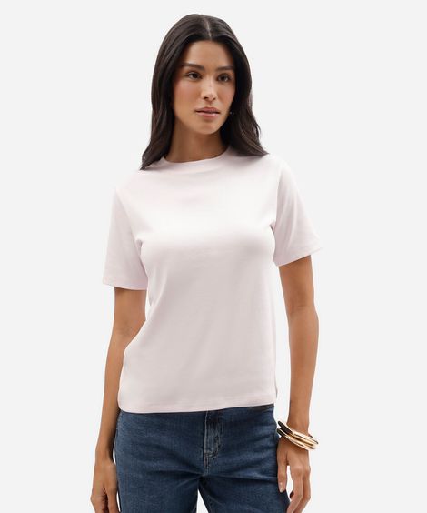 camiseta básica feminina de algodão peruano rosa