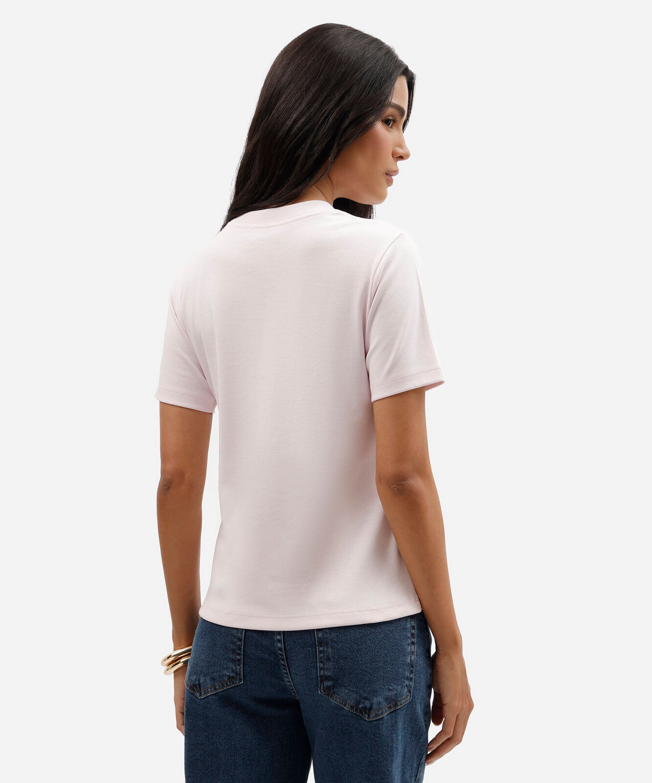 camiseta básica feminina de algodão peruano rosa