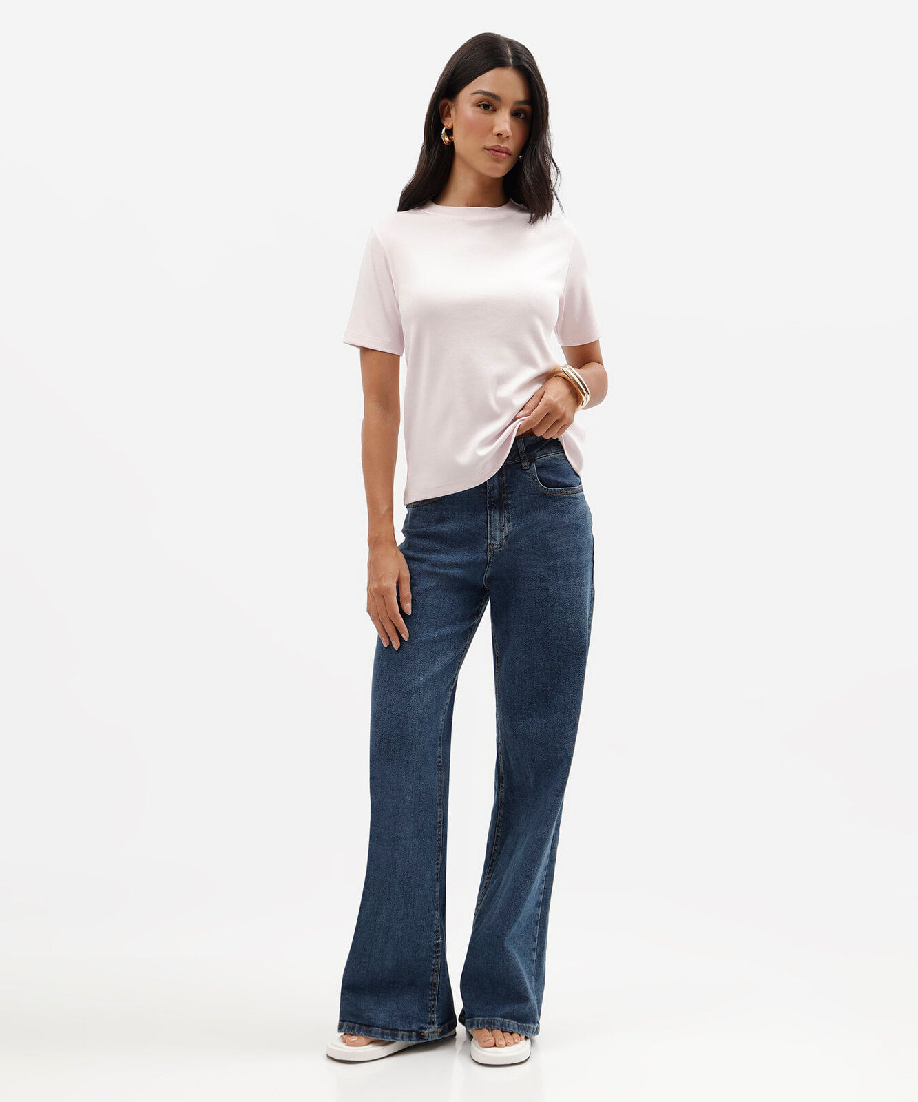 camiseta básica feminina de algodão peruano rosa