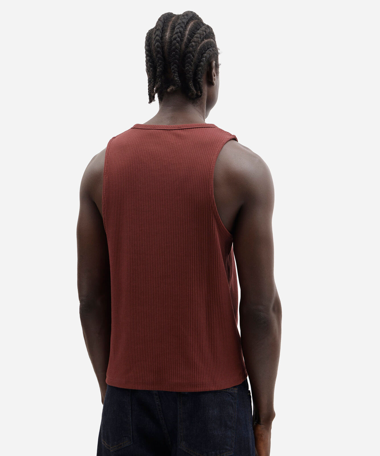 regata slim masculina de algodão canelada vinho