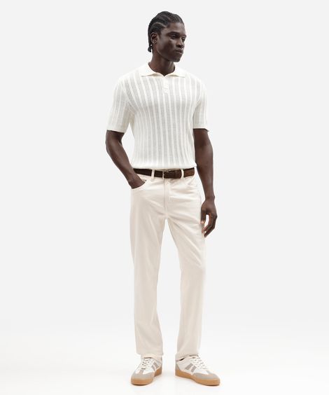 calça slim masculina de sarja off white