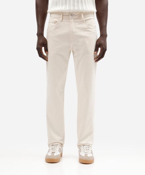 calça slim masculina de sarja off white