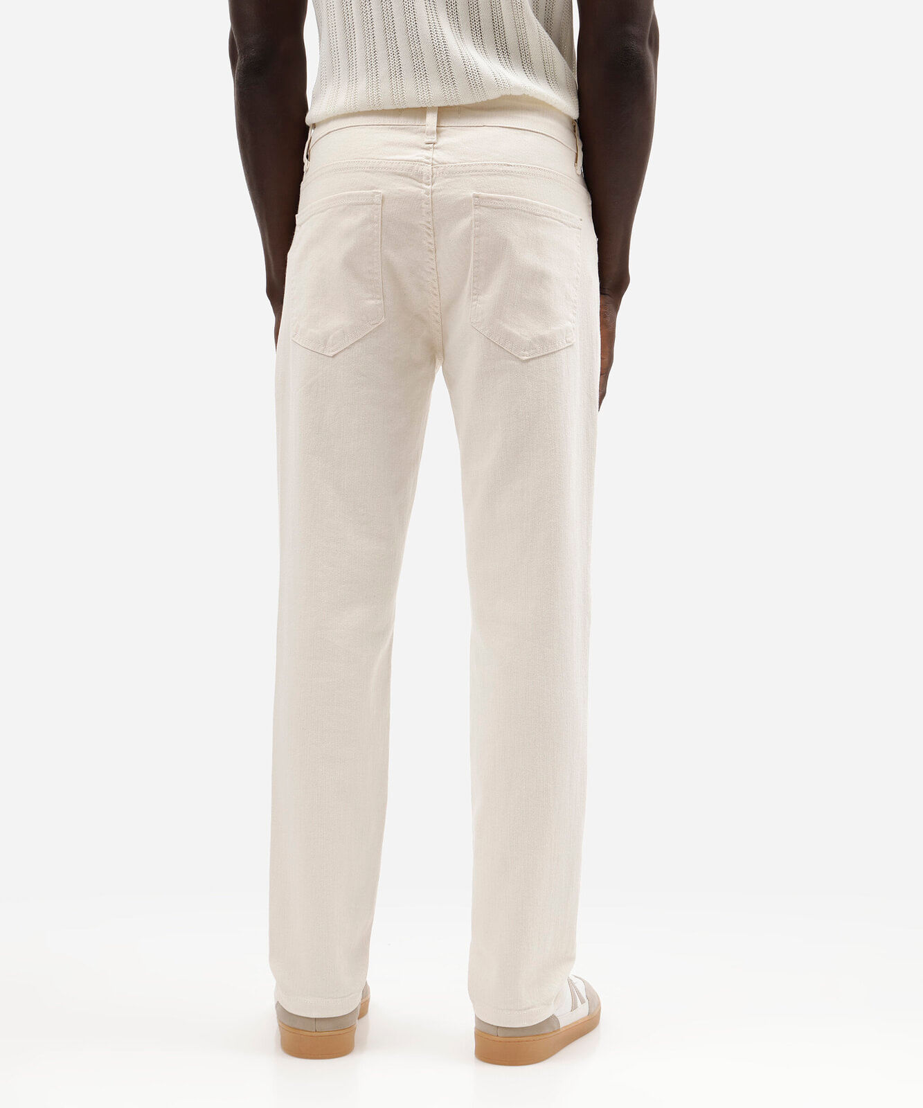 calça slim masculina de sarja off white