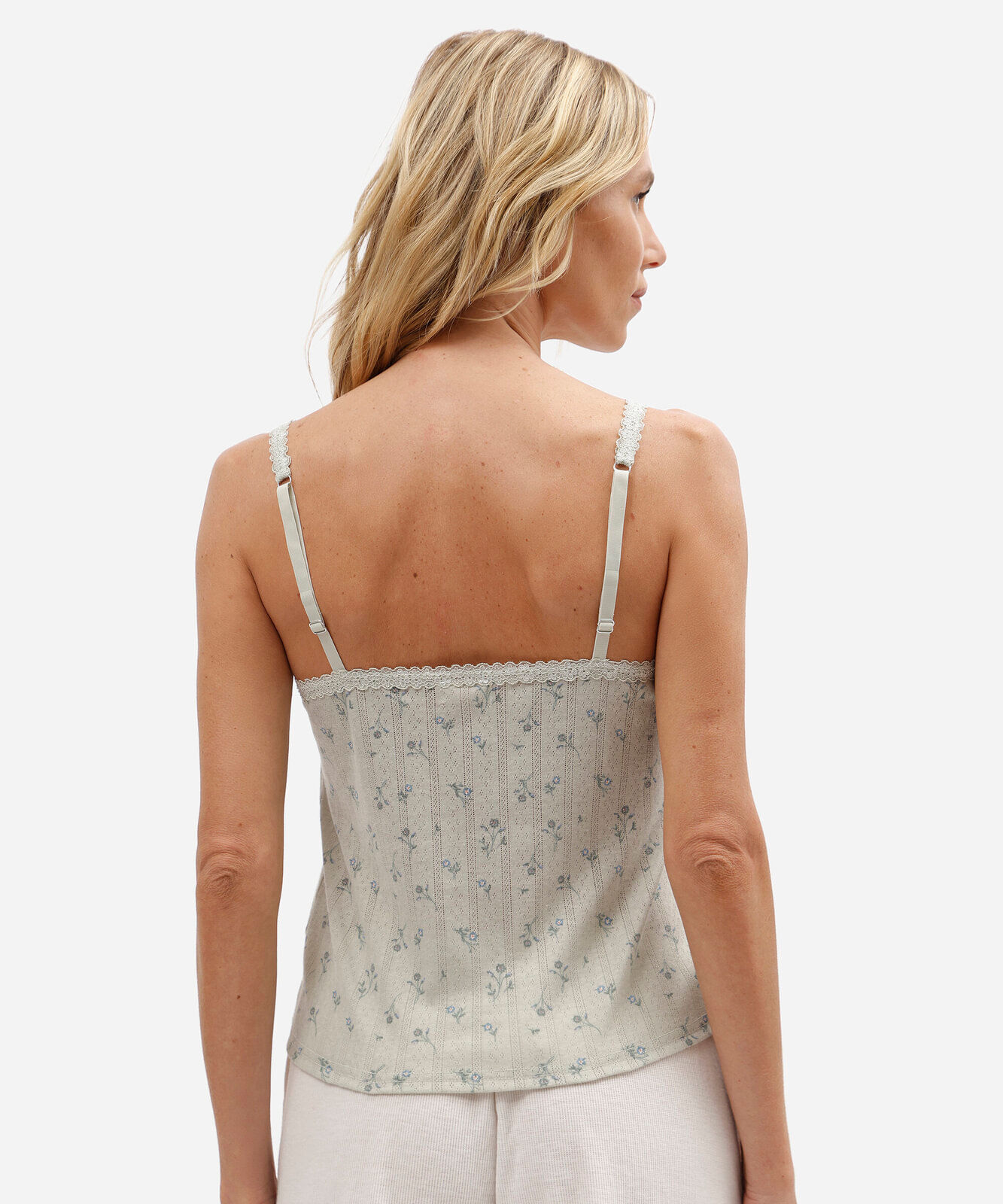 regata de pijama feminina floral texturizada avulsa verde