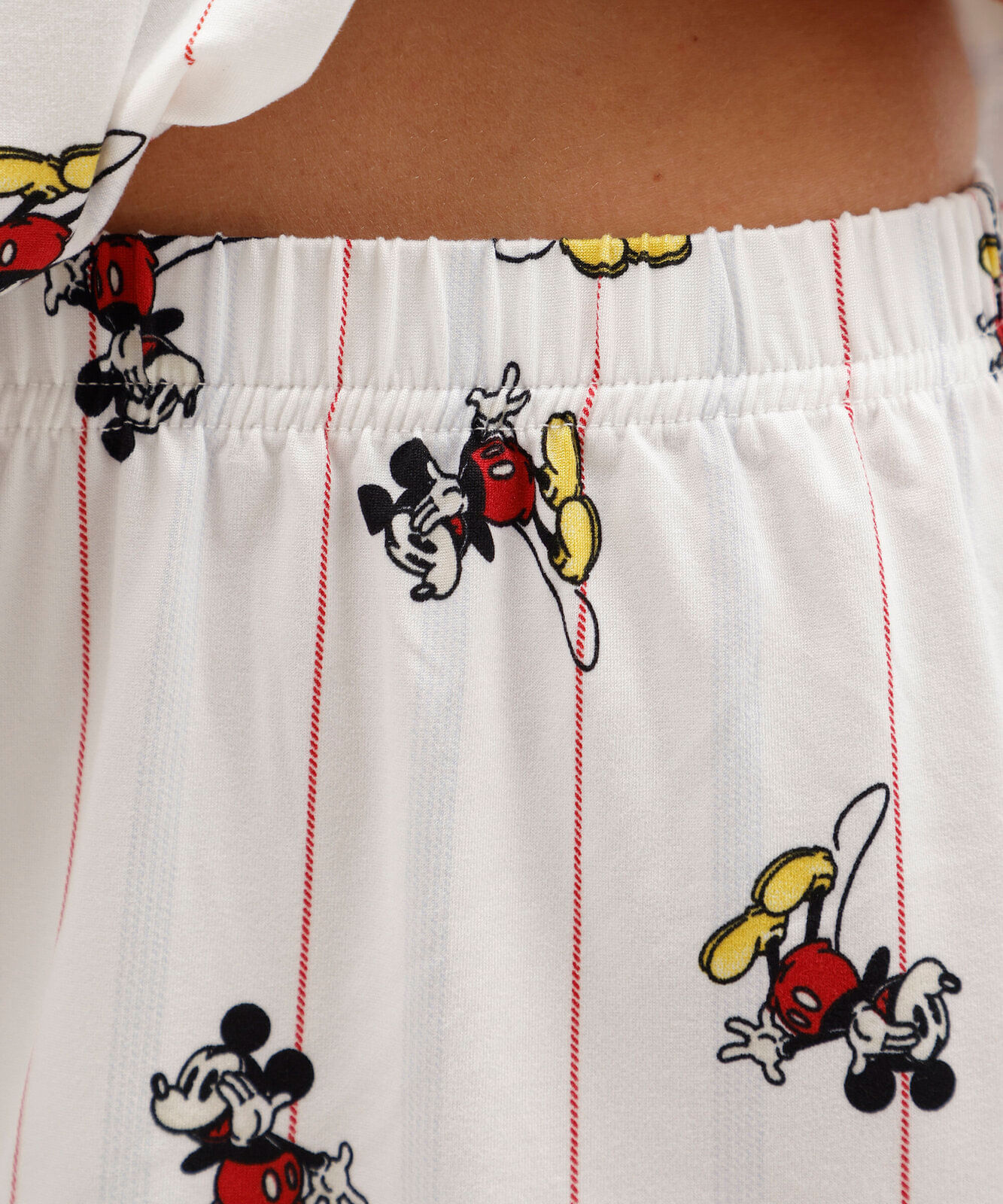 pijama americano curto feminino listrado mickey off white