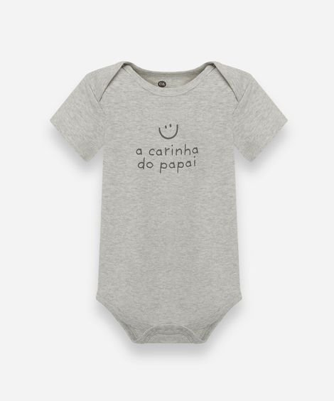 body infantil de algodão manga curta estampado cinza