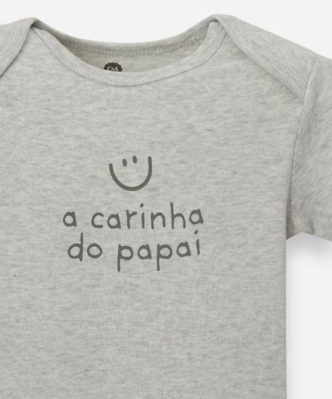 body infantil de algodão manga curta estampado cinza