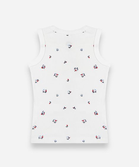 regata infantil de algodão floral canelada off white