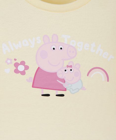 camiseta infantil de algodão manga curta peppa pig amarela