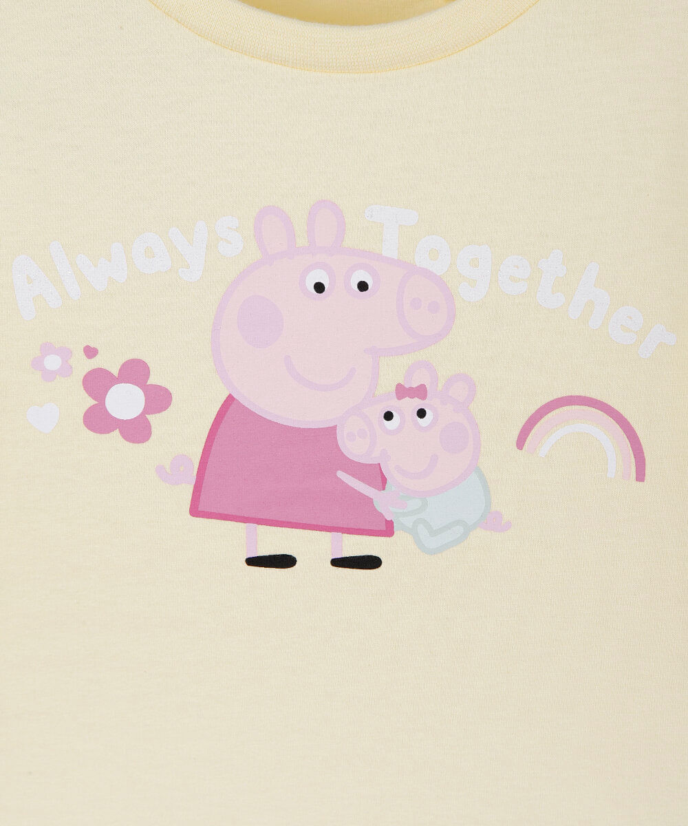 camiseta infantil de algodão manga curta peppa pig amarela