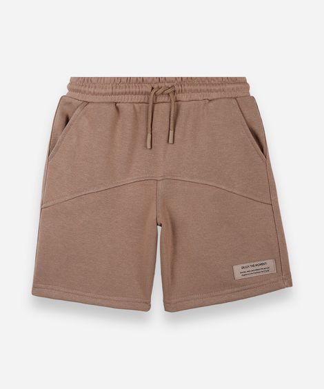 bermuda infantil de moletom com recorte bege