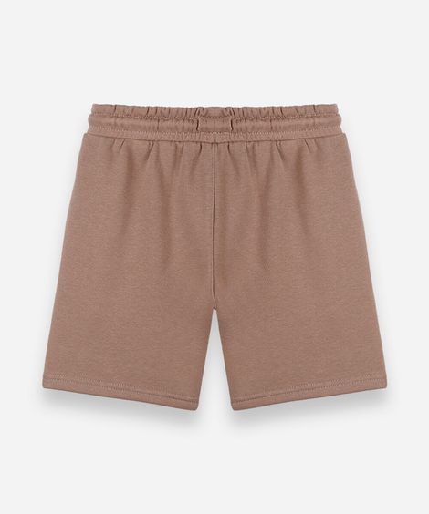 bermuda infantil de moletom com recorte bege