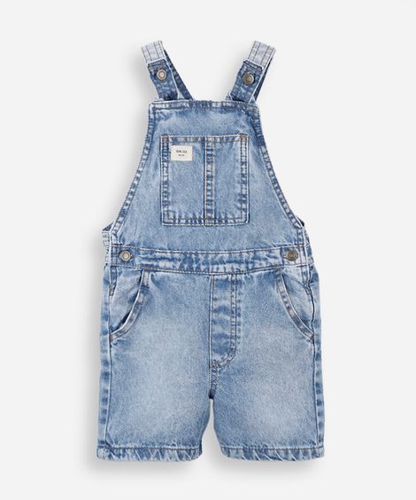 jardineira infantil jeans azul