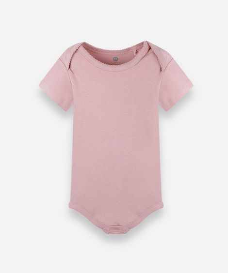 body infantil de algodão manga curta básico rosa