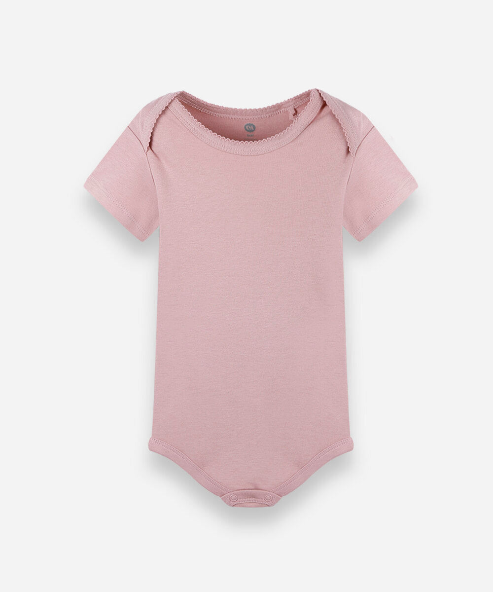 body infantil de algodão manga curta básico rosa