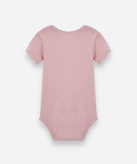 body infantil de algodão manga curta básico rosa