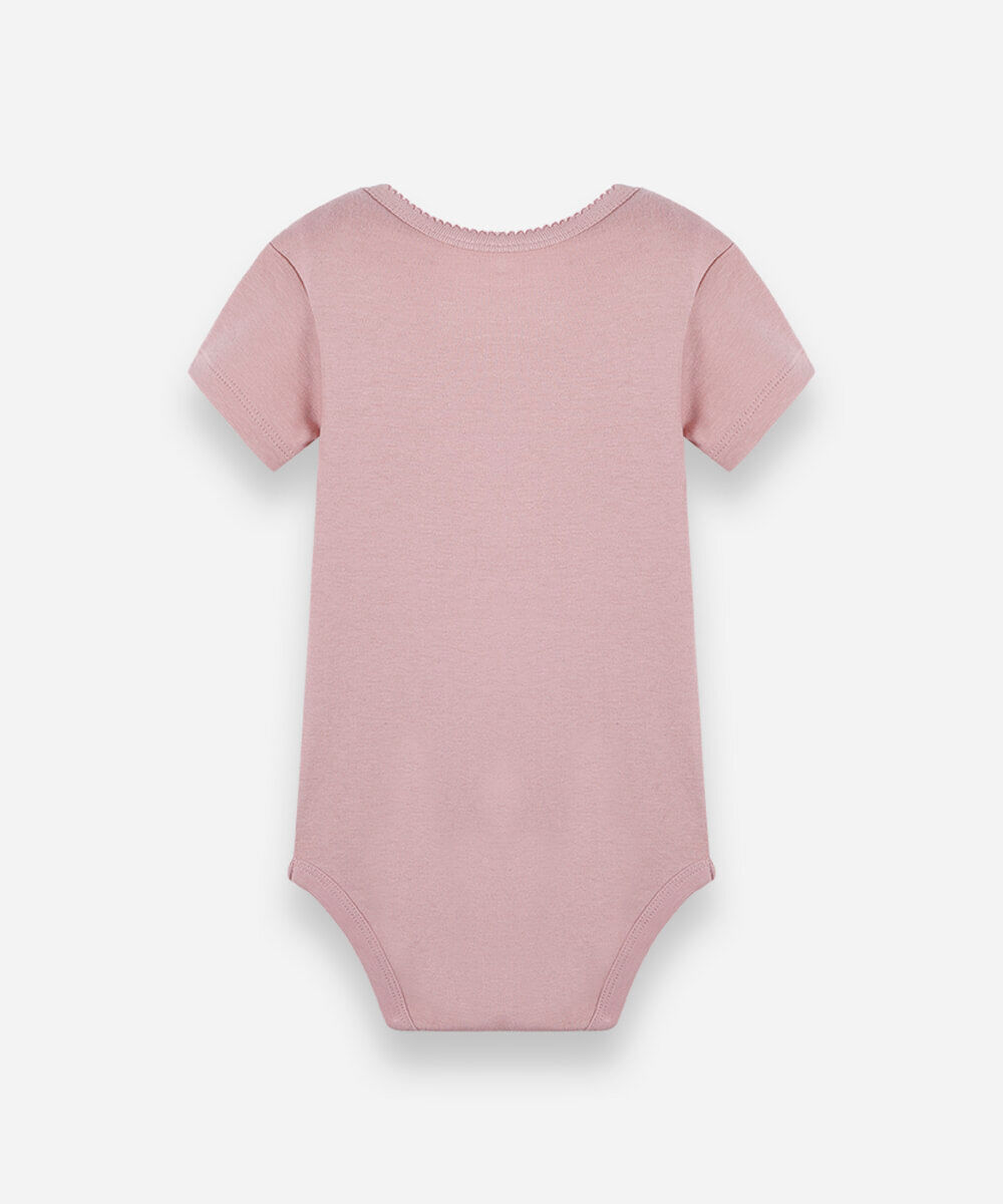body infantil de algodão manga curta básico rosa
