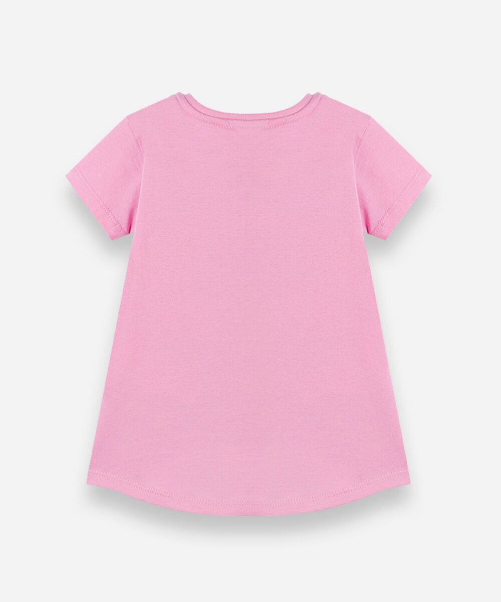 blusa infantil de algodão manga curta stitch rosa