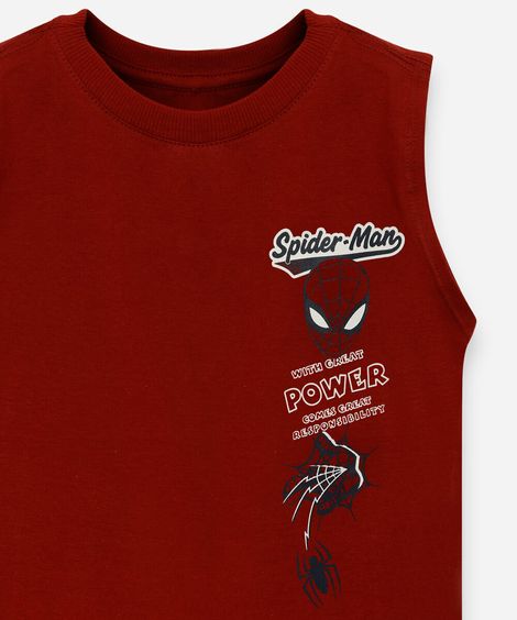regata infantil de algodão homem aranha vinho