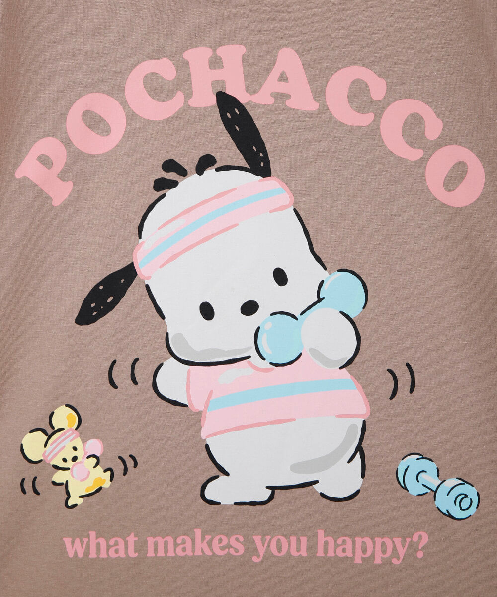 camiseta oversized juvenil de algodão manga curta pochacco com brinde marrom